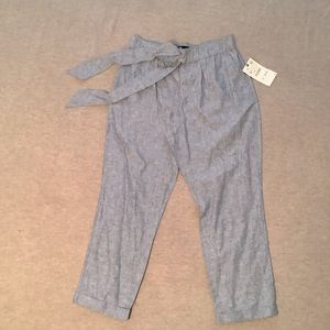 Zara Linen Chambray Pants with bow, size M